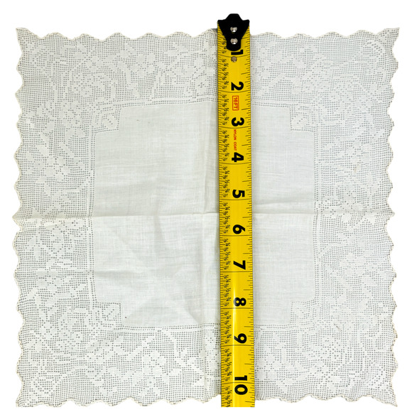Vintage Lace Handkerchief Lot of 2 Wedding Floral Scalloped Border Knots READ - Picture 6 of 12